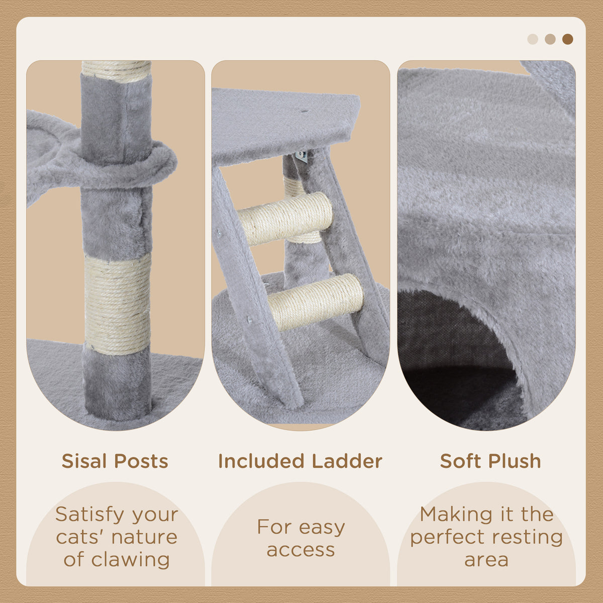 PawHut Cat Tree with Condo & Basket – Grey, 125cm – product view 5