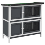PawHut Two-Tier Rabbit Hutch – Grey, 97cm – product view 1