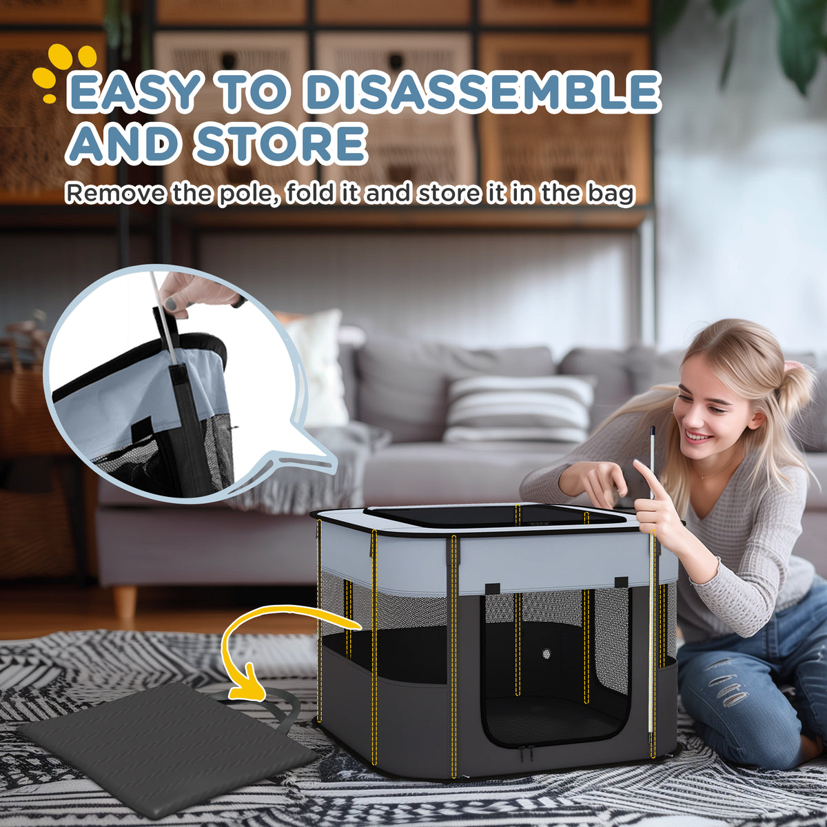 Folding mesh pet playpen – image 4