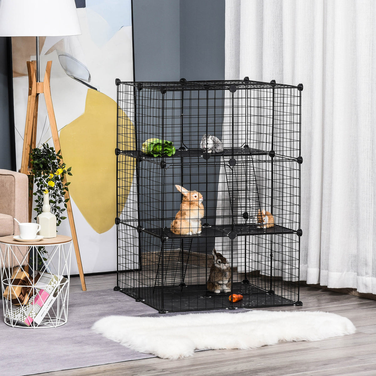 PawHut 39-Panel Small Animal Cage with Ramps – product view 2