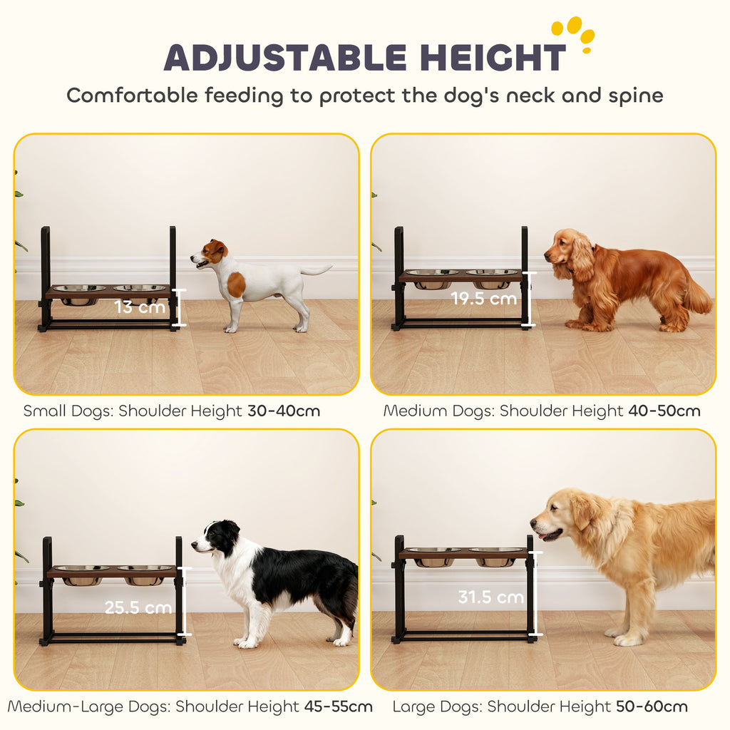 PawHut Adjustable Raised Dog Bowls – Four Heights – product view 4