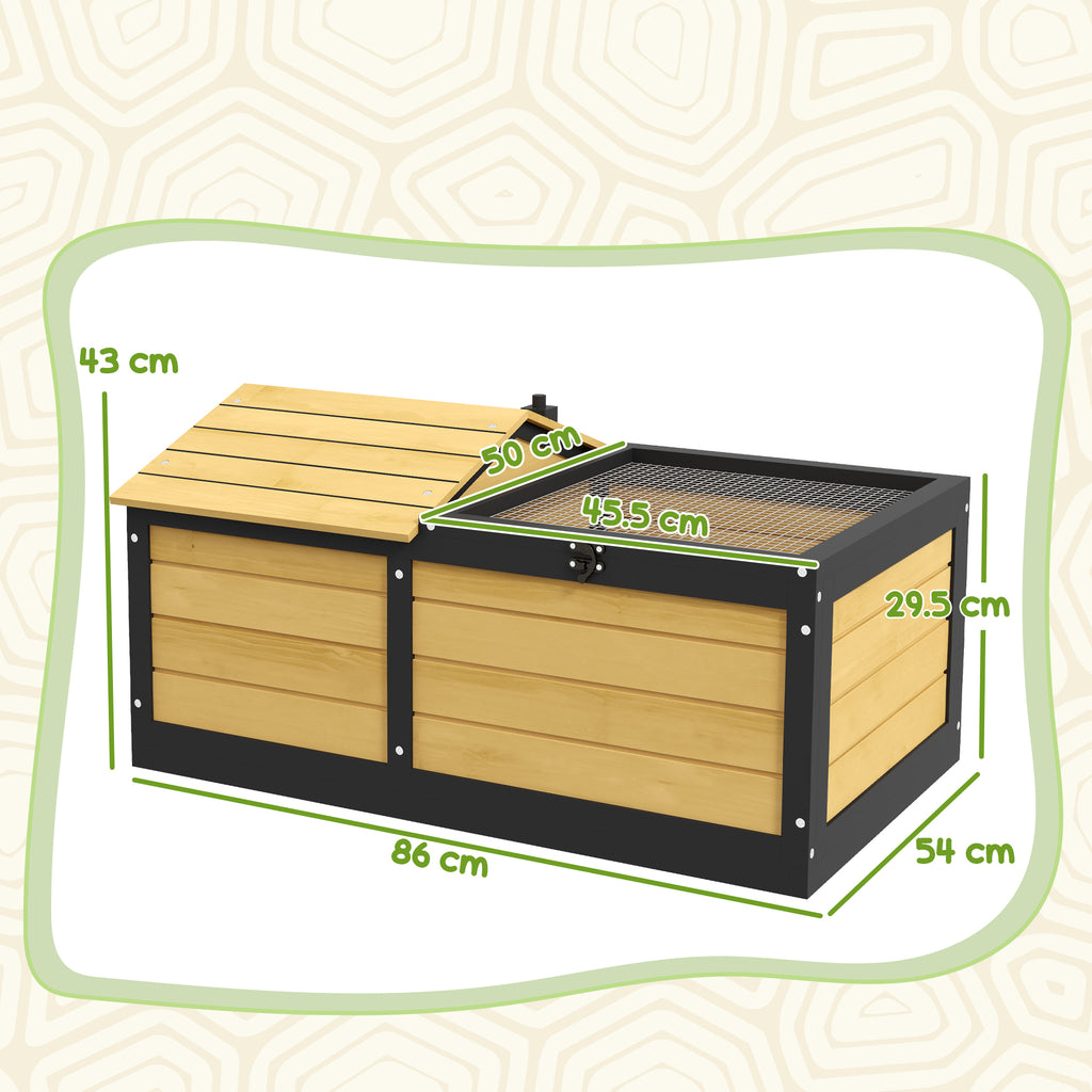 PawHut Wooden Tortoise Table with Hide & Run – product view 3