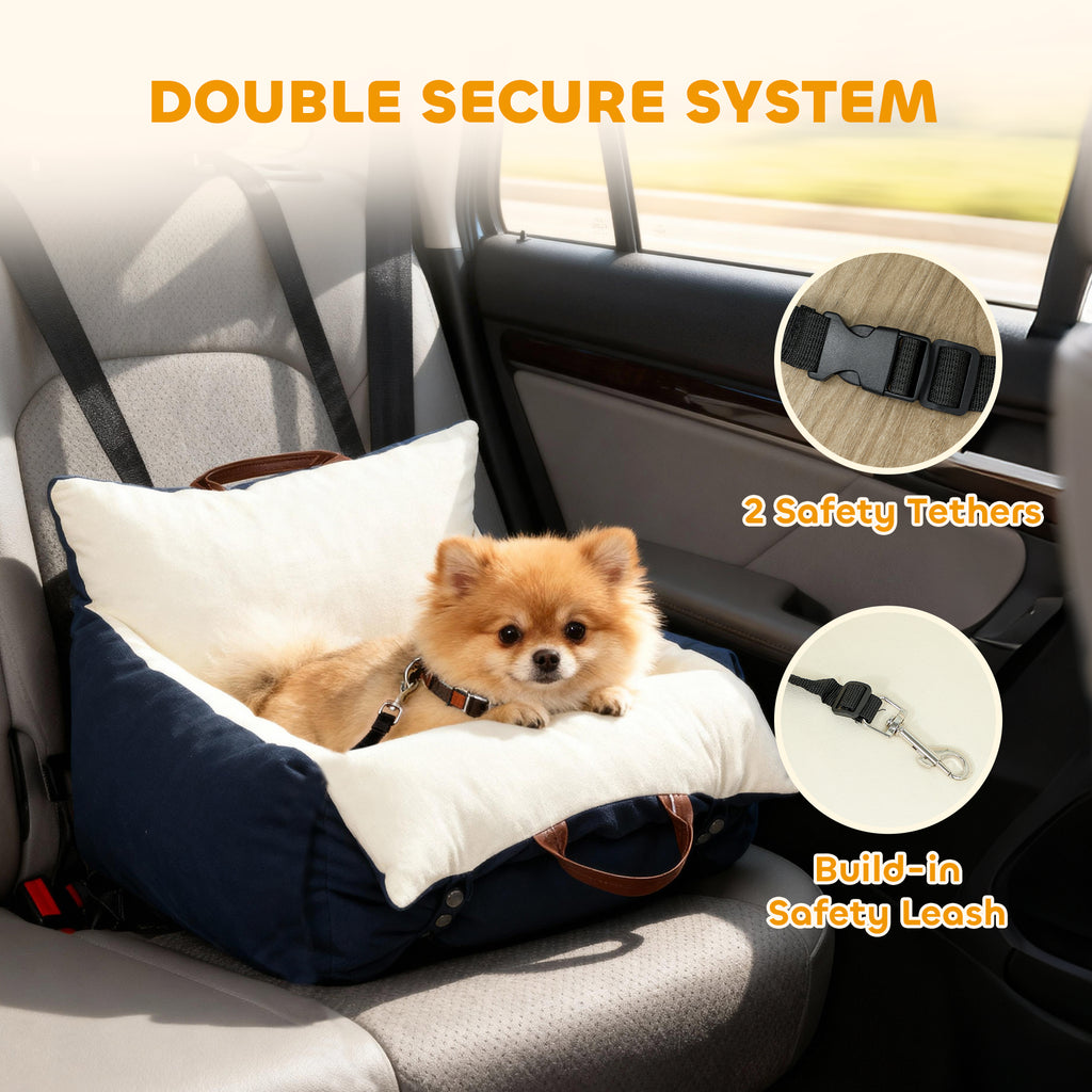 PawHut Small Dog Car Booster Seat – Navy – product view 4