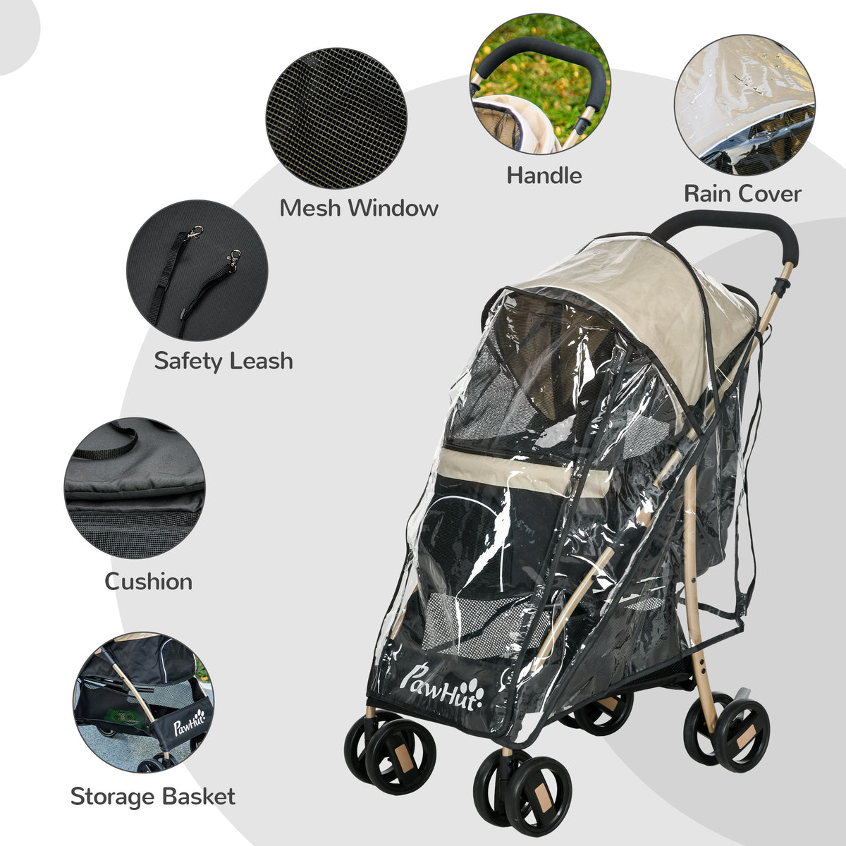 Small dog stroller with rain cover – image 4