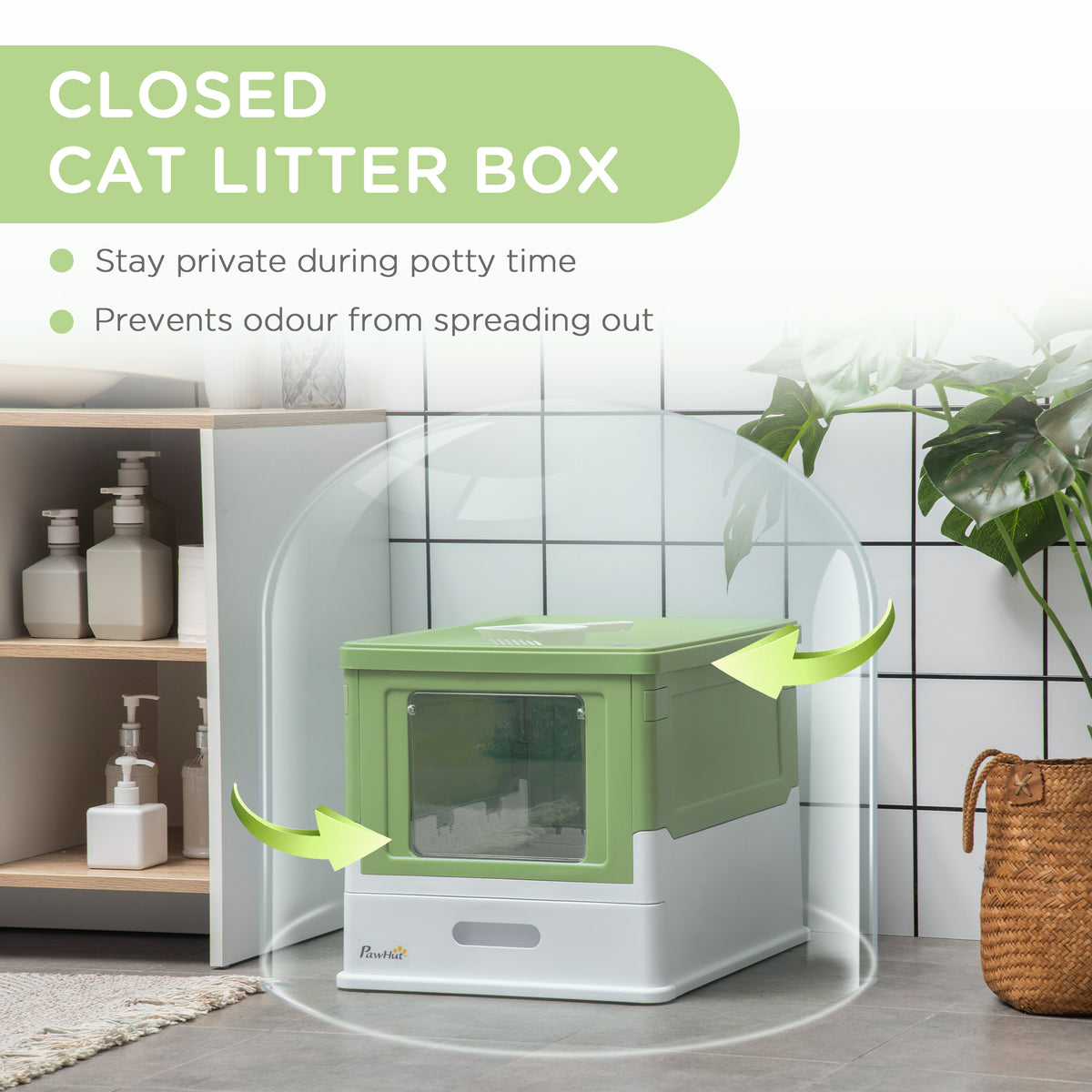 Green hooded cat litter box – image 4