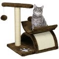 PawHut Cat Tree with Tunnel & Rotating Bar – Brown – product view 1