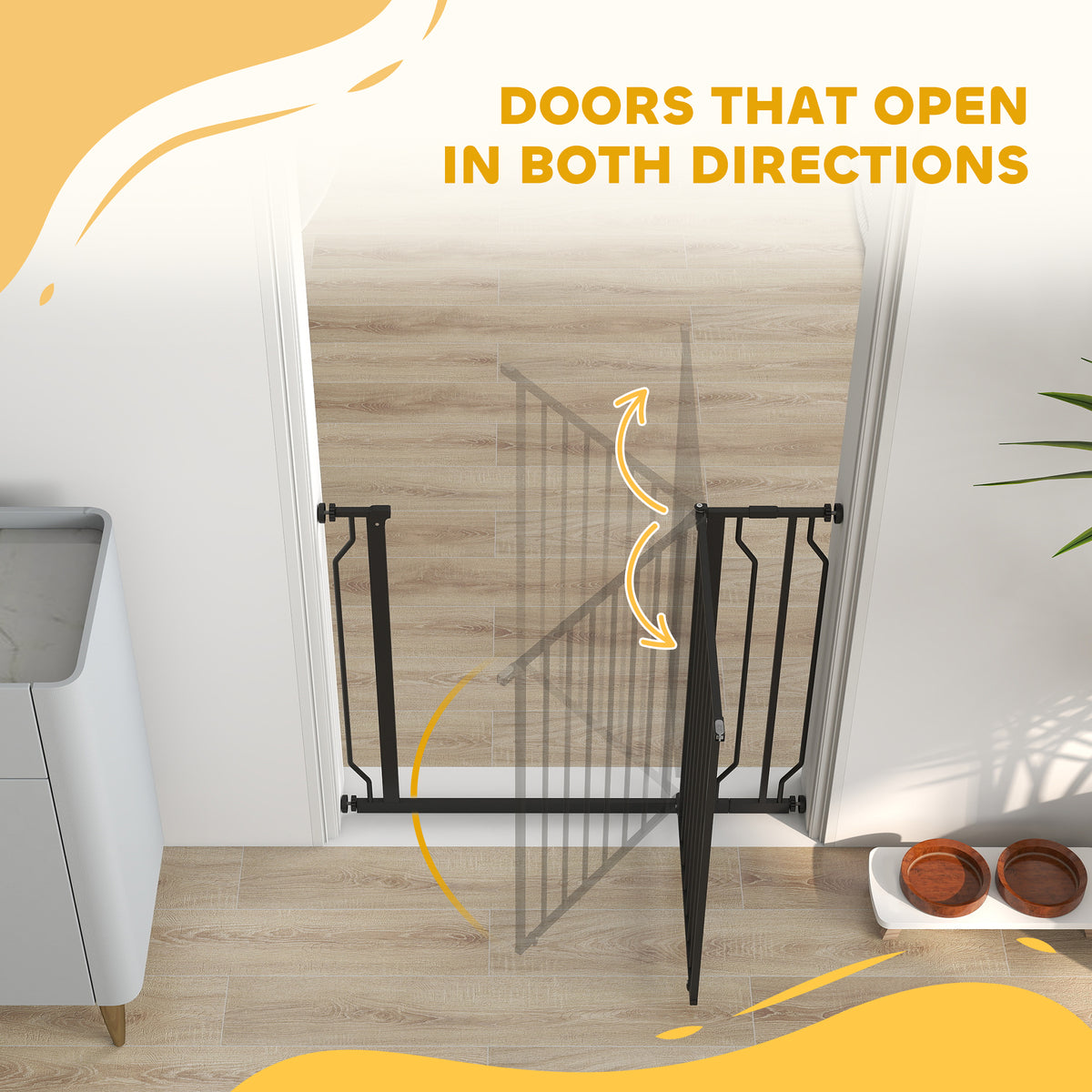 Wide pressure-fit dog safety gate in black – image 1