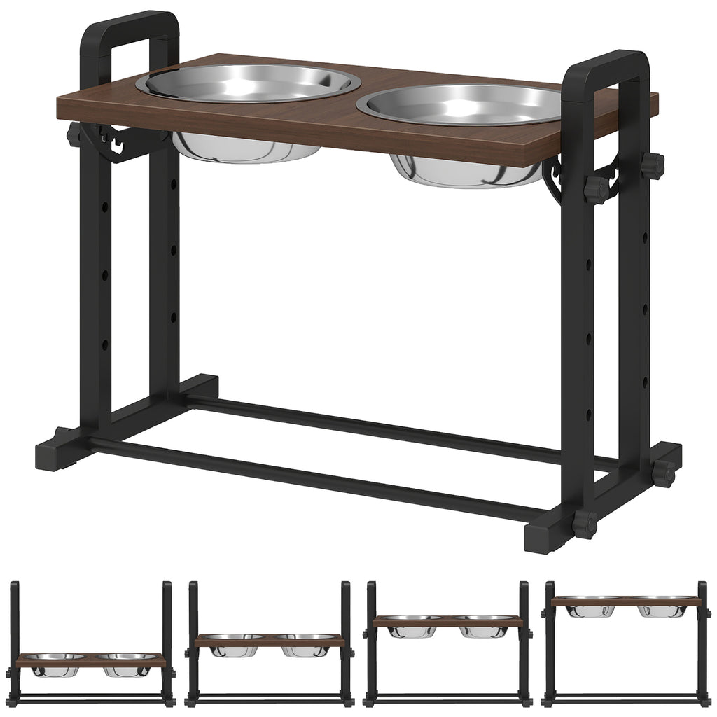 PawHut Adjustable Raised Dog Bowls – Four Heights – product view 1