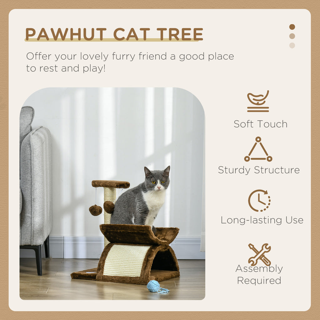 PawHut Cat Tree with Tunnel & Rotating Bar – Brown – product view 4