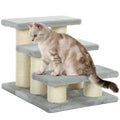 PawHut Three-Step Plush Pet Ladder – Grey – product view 1