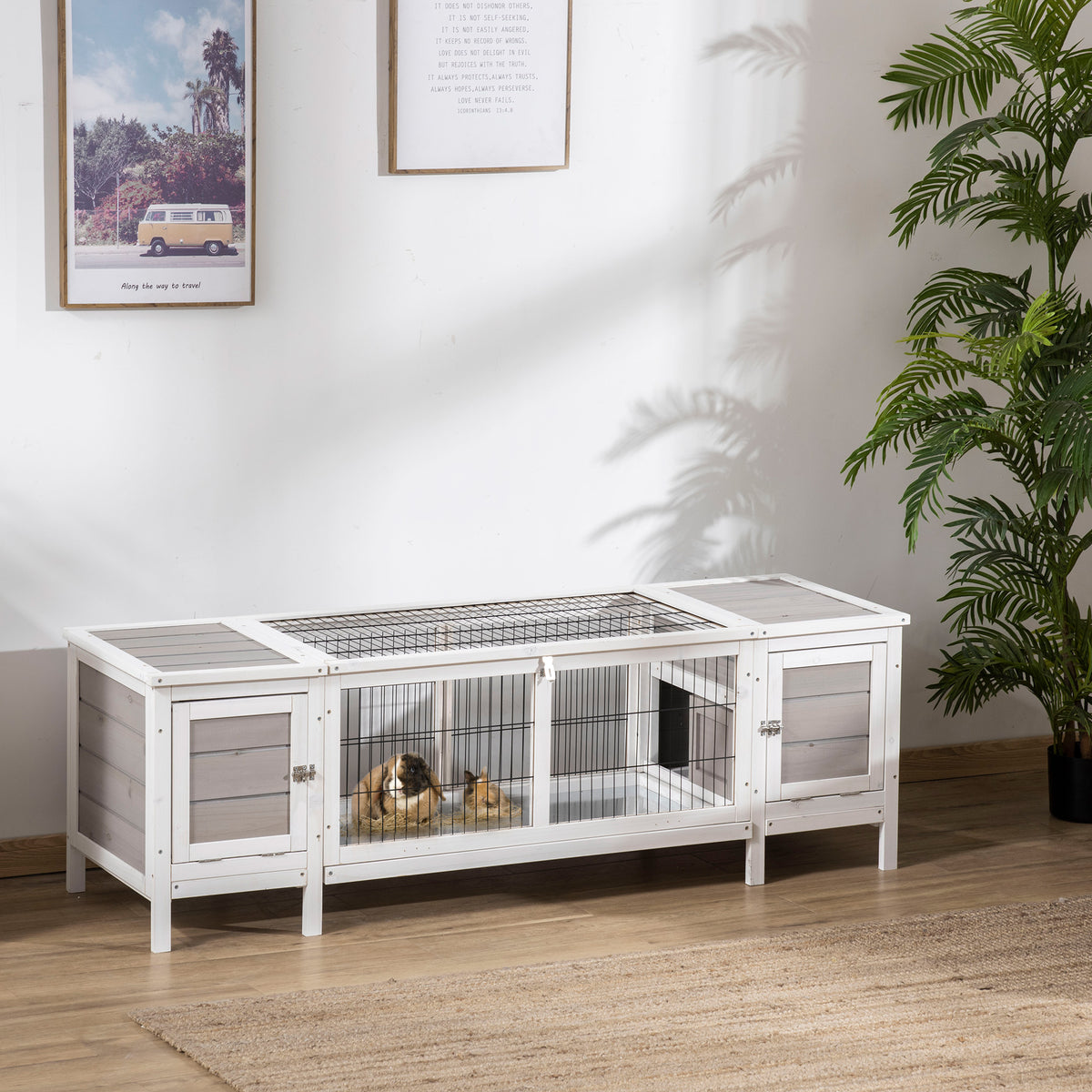 Grey rabbit hutch and run – image 4