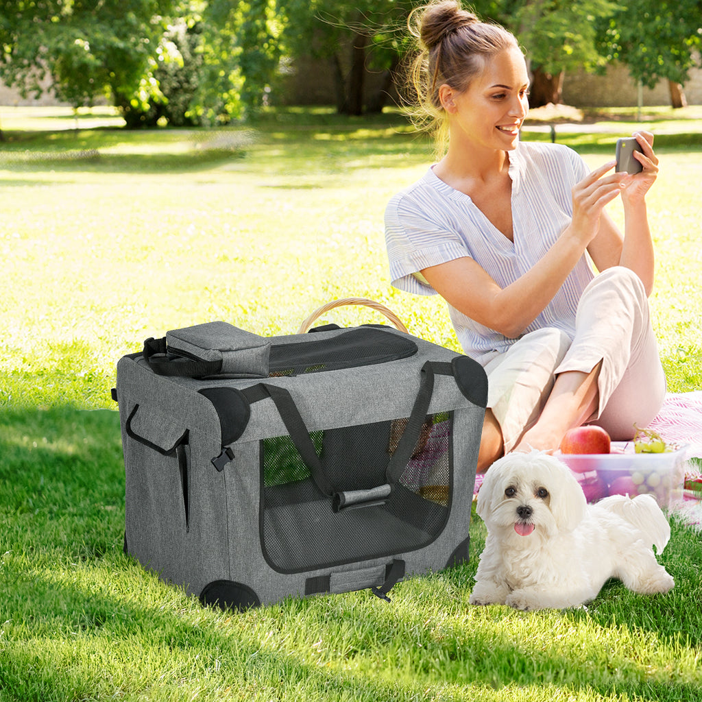 PawHut Oxford Fabric Pet Carrier – Grey, 60cm – product view 2