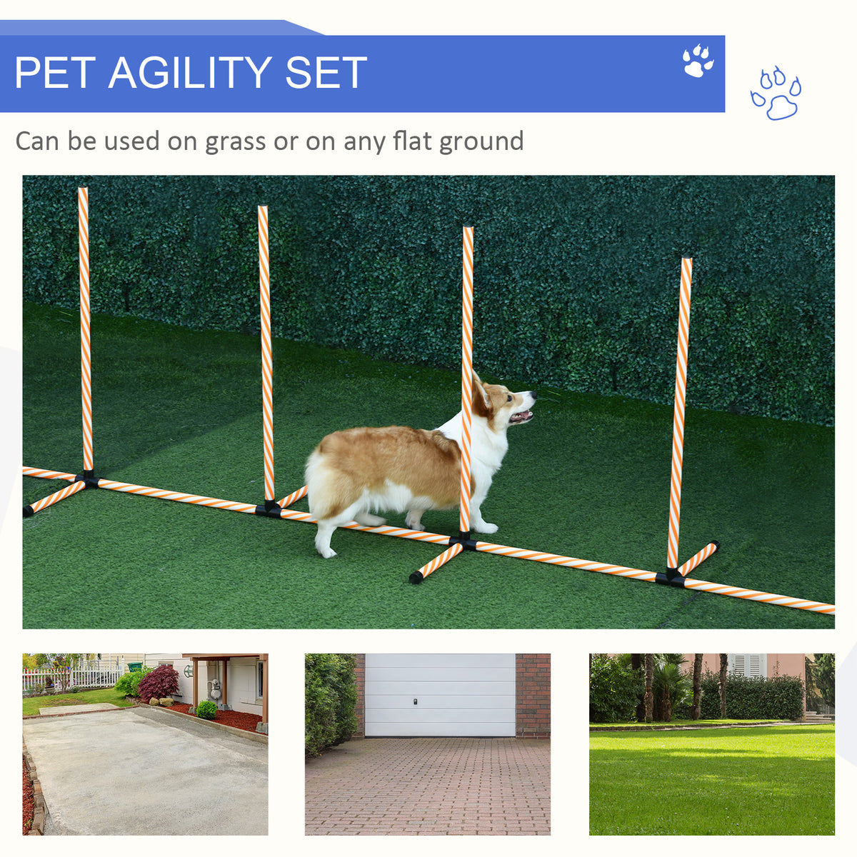 PawHut Six-Pole Dog Weave Set with Bag – product view 5
