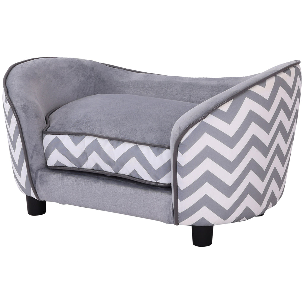 PawHut Plush Pet Sofa – Grey, XS – product view 1