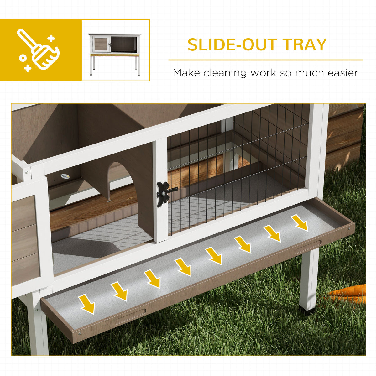 Brown wooden guinea pig hutch – image 1
