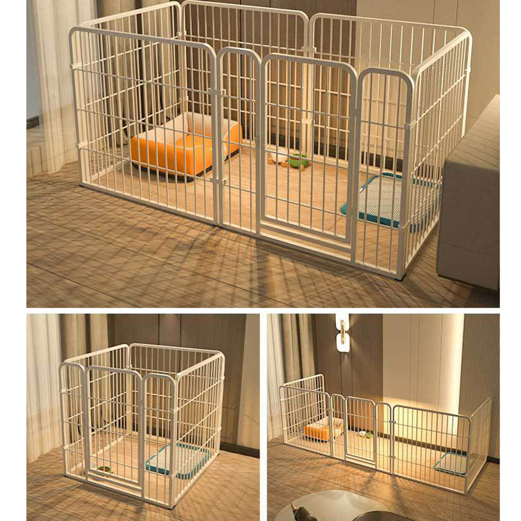 Six-Panel Dog Playpen with Gate – White – product view 6