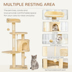 PawHut Cat Tree with Condo & Toys – Beige, 114cm – product view 5