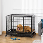 PawHut Heavy-Duty Dog Crate on Wheels – 109cm – product view 2
