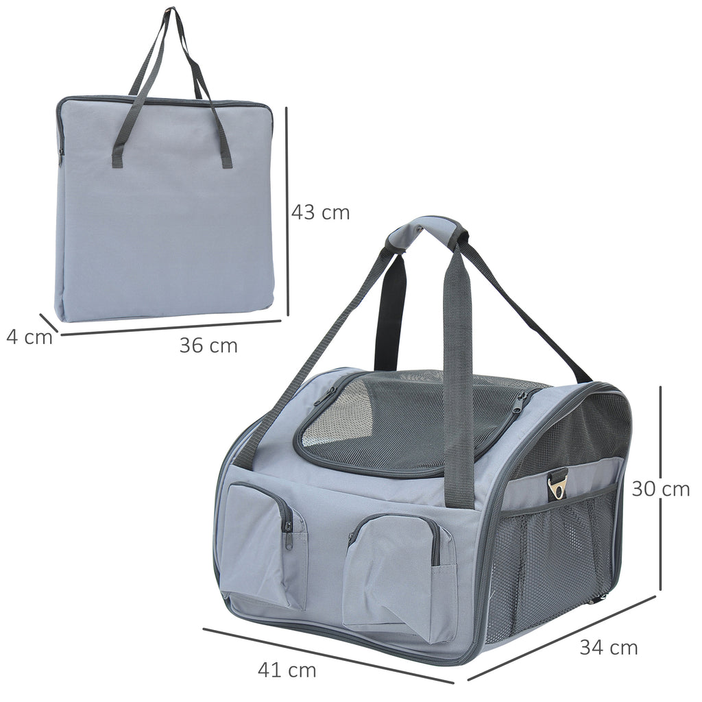 PawHut Folding Pet Carrier – Grey, 41cm – product view 3