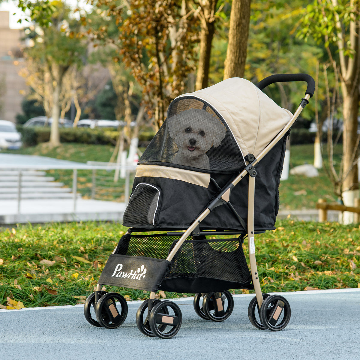 PawHut pet stroller with rain cover – image 5