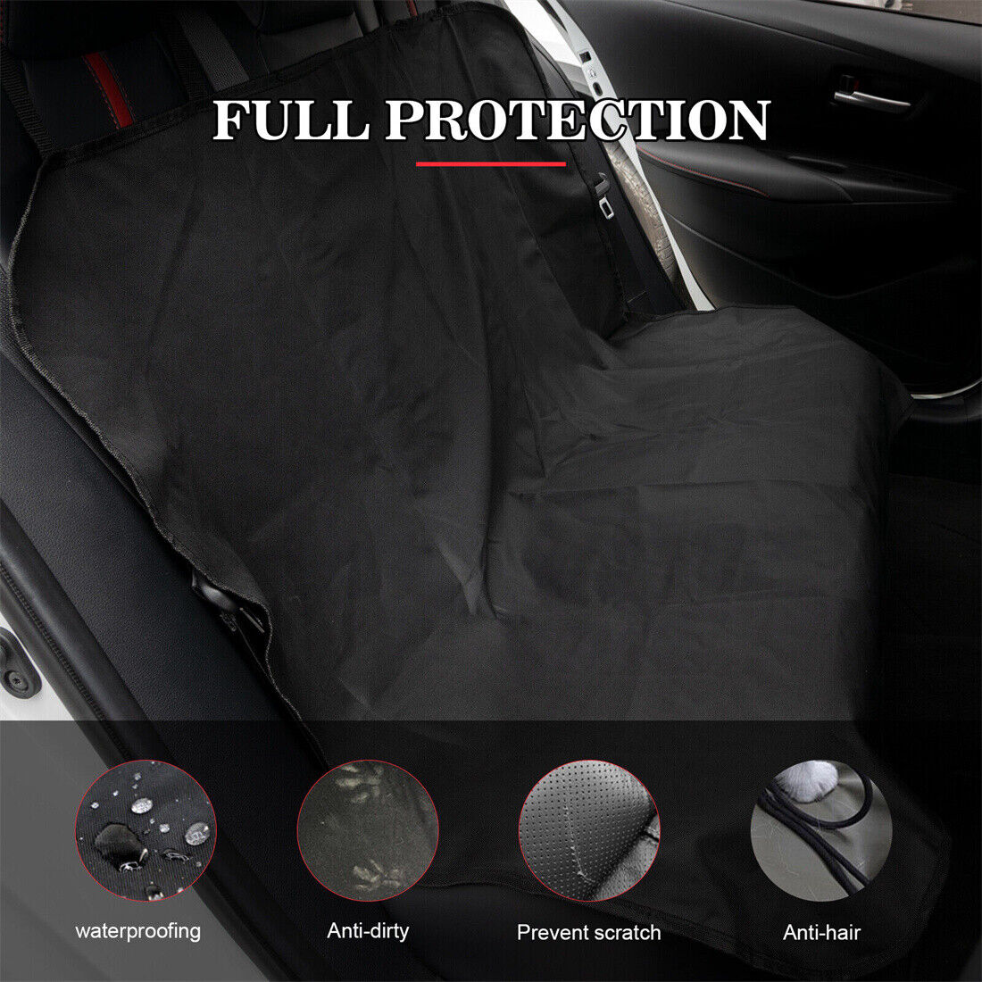 Dog Rear Seat Cover – Black, 110 × 125cm – product view 6