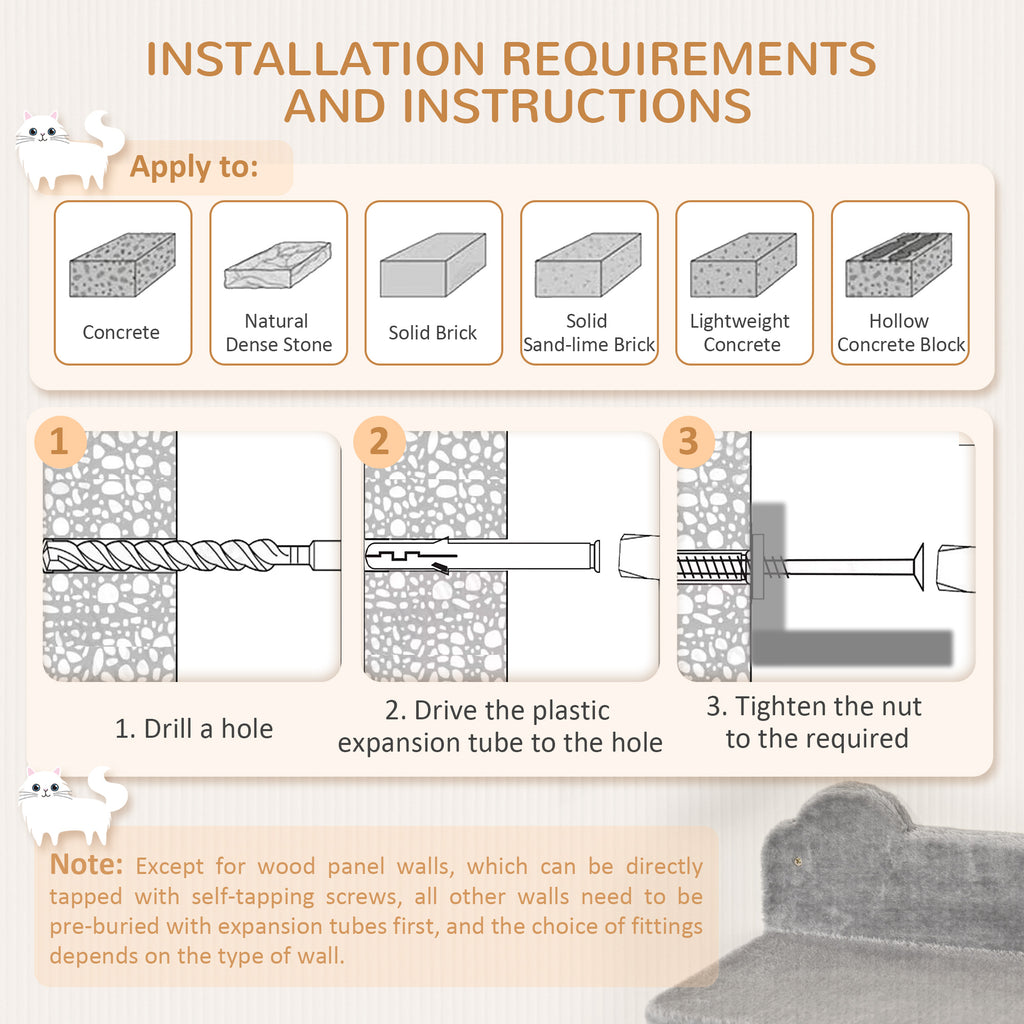 Grey wall-mounted cat tree – image 1