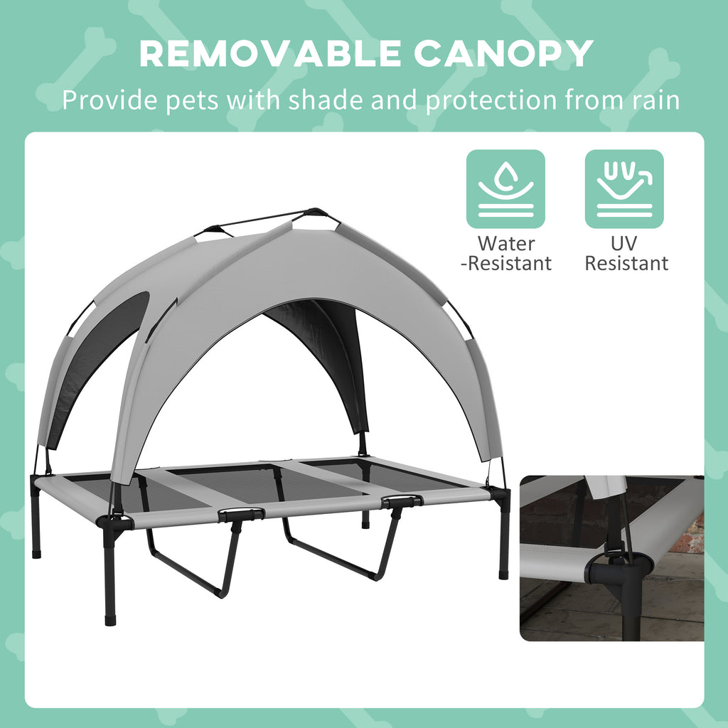 PawHut Raised Dog Bed with Canopy – Grey, 106cm – product view 5