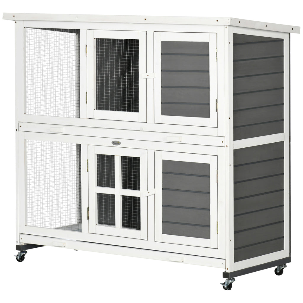 Two-tier wooden rabbit hutch – image 4