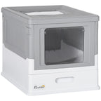 PawHut Hooded Cat Litter Box & Scoop – Grey – product view 1