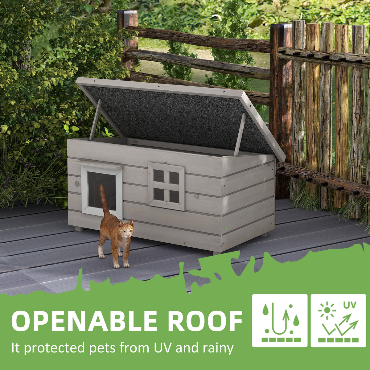 Raised wooden outdoor cat house – image 5