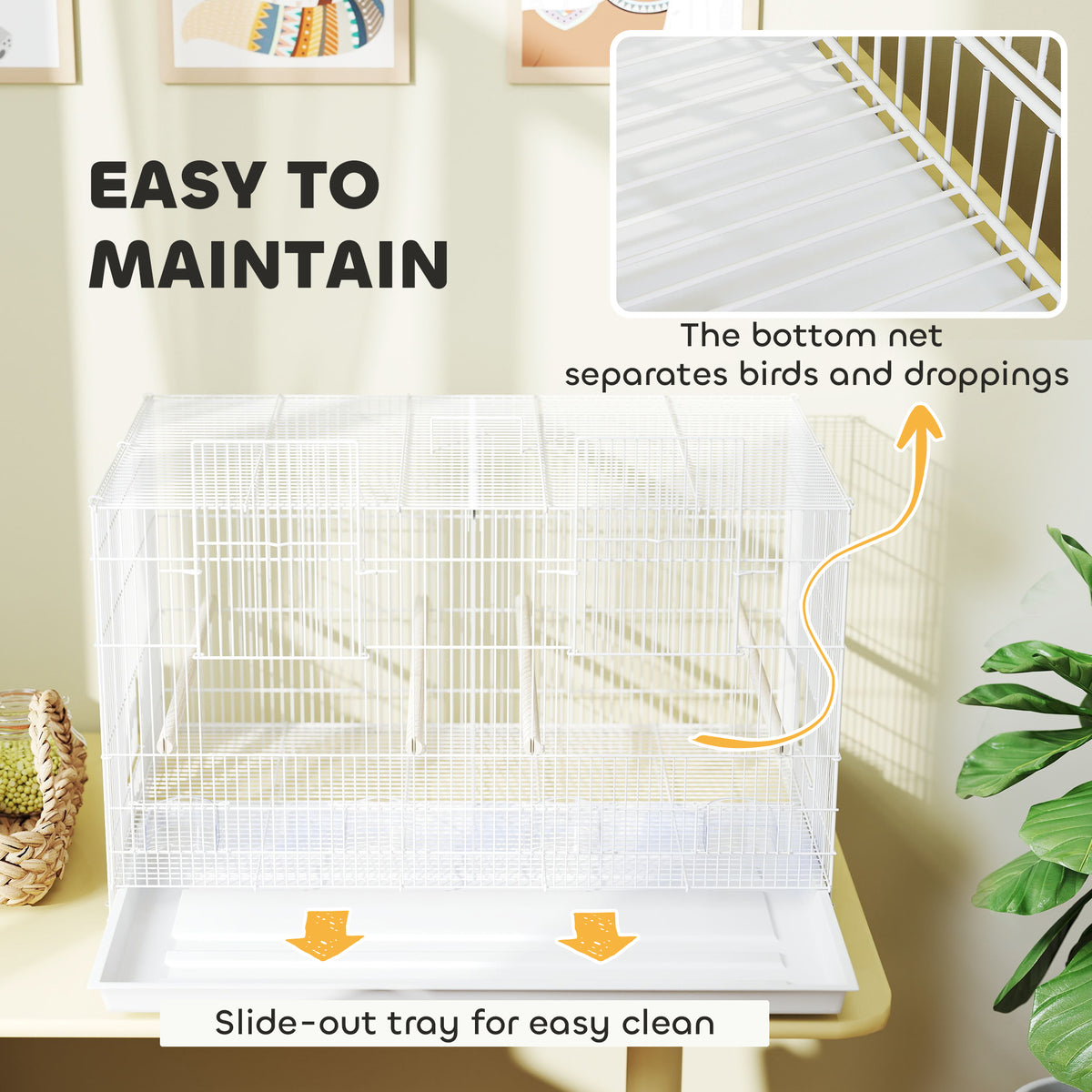 Bird cage with divider – white – image 2