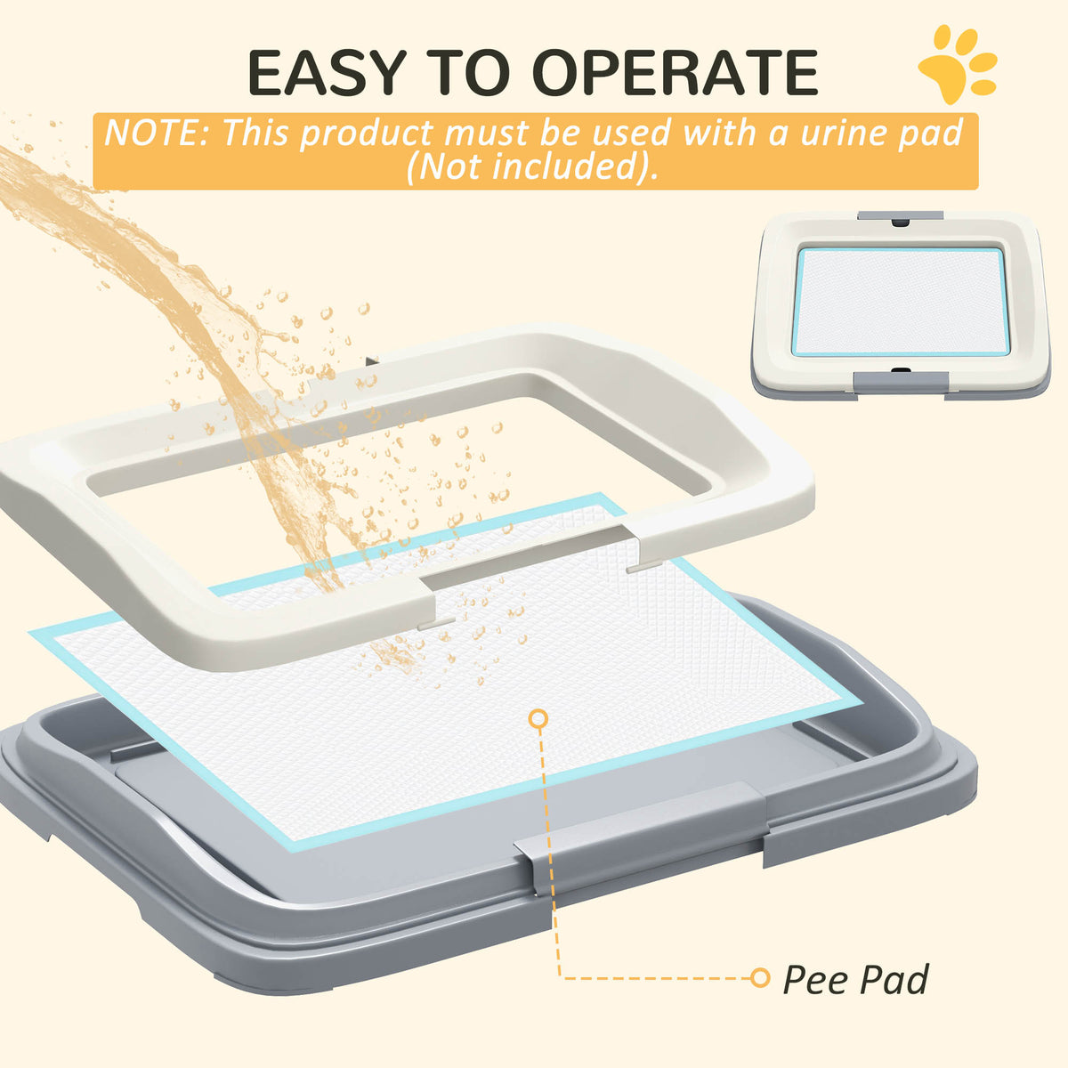 PawHut Dog Toilet Tray – Grey, 46.5cm – product view 4