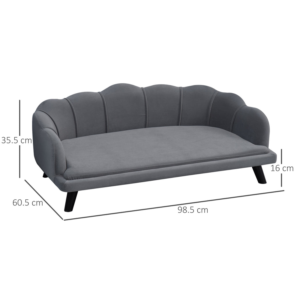 PawHut Large Pet Sofa with Cushion – Grey, 98.5cm – product view 3