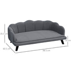 PawHut Large Pet Sofa with Cushion – Grey, 98.5cm – product view 3