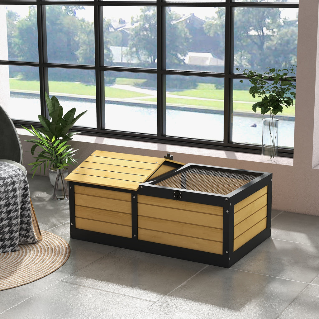 PawHut Wooden Tortoise Table with Hide & Run – product view 2