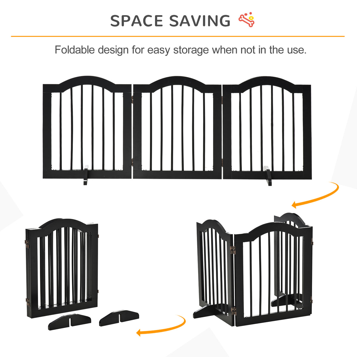 Folding wooden dog gate – black – image 4