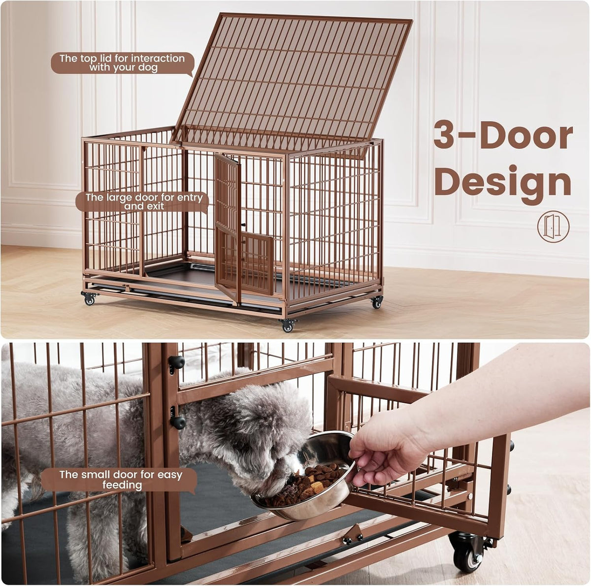 Metal dog crate with wheels – image 3