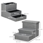 PawHut Three-Step Pet Stairs with Storage – Grey – product view 3