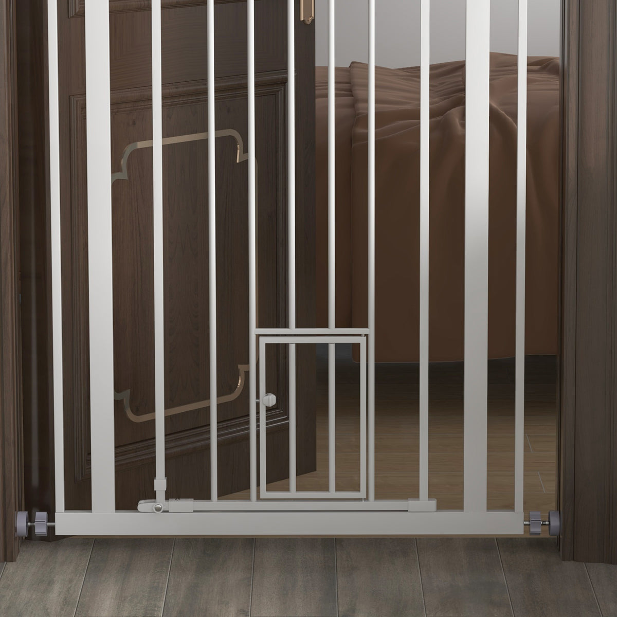 Extra-tall pet gate with cat flap – image 3