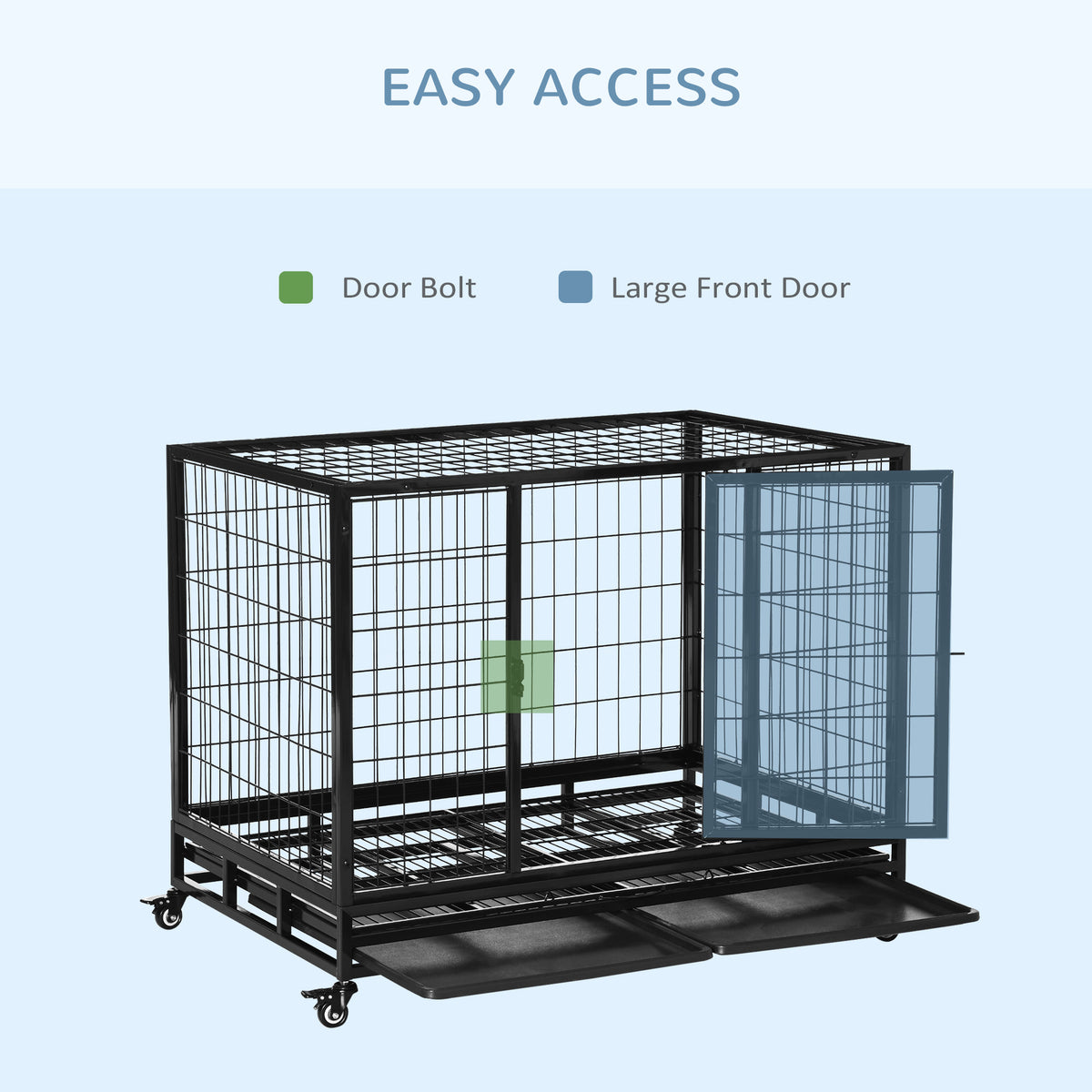 PawHut Heavy-Duty Dog Crate on Wheels – 109cm – product view 5