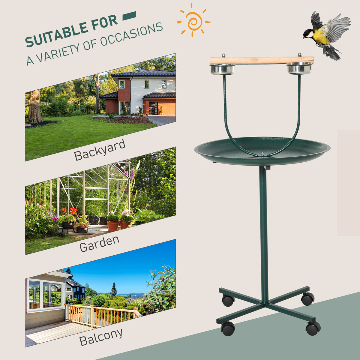 Wheeled bird perch stand – image 4