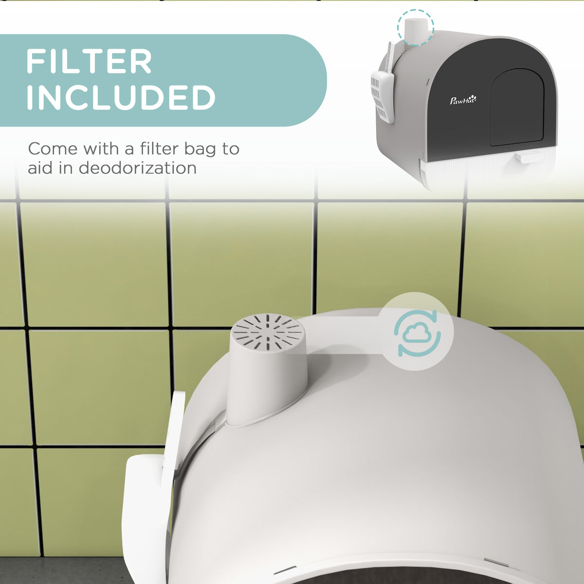 Hooded cat litter box with flap door – image 3