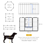 PawHut Eight-Panel Metal Dog Playpen – Grey – product view 3