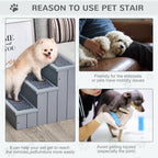 PawHut Wooden Pet Steps with Storage – Grey – product view 4