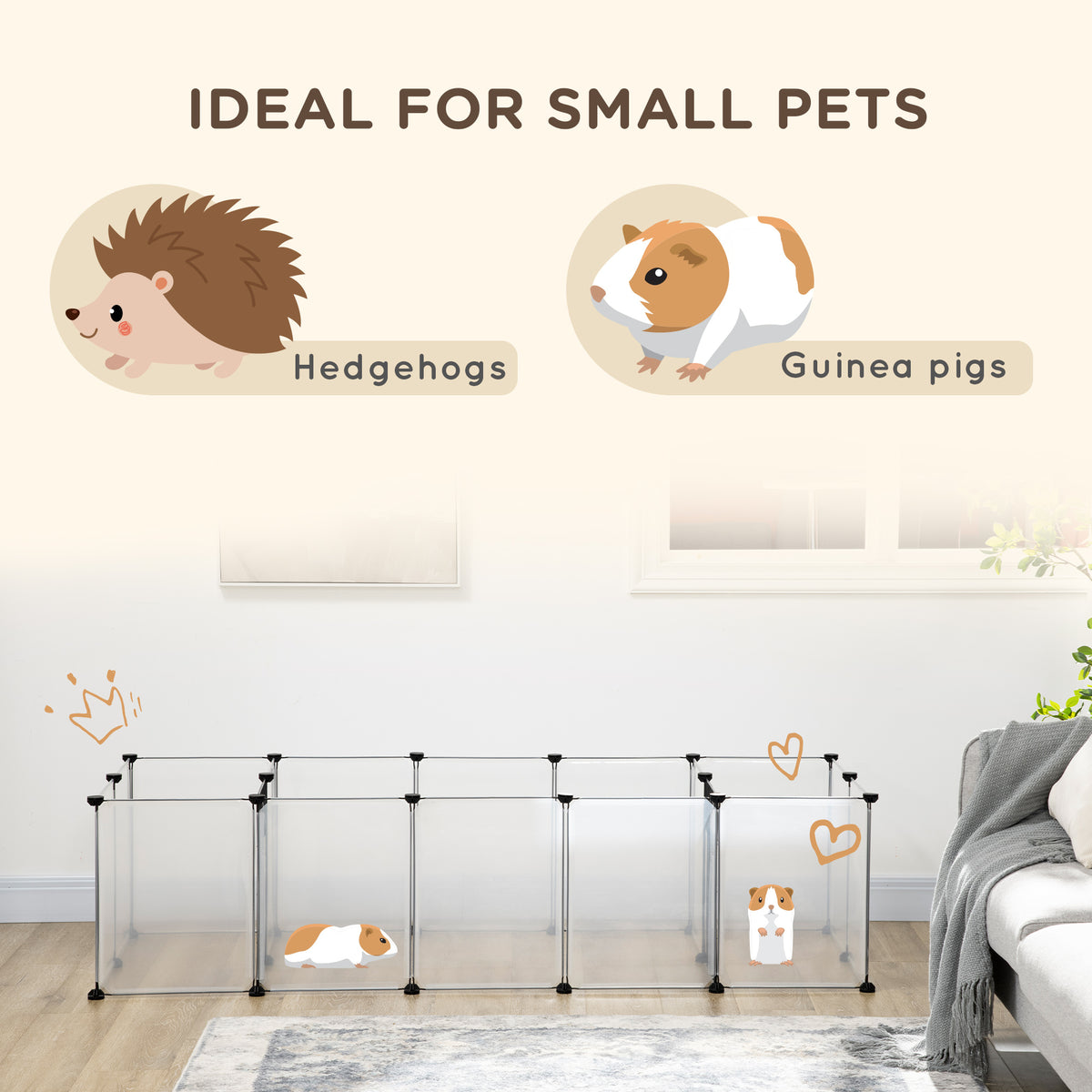 PawHut 18-Panel Small Pet Playpen – White – product view 4