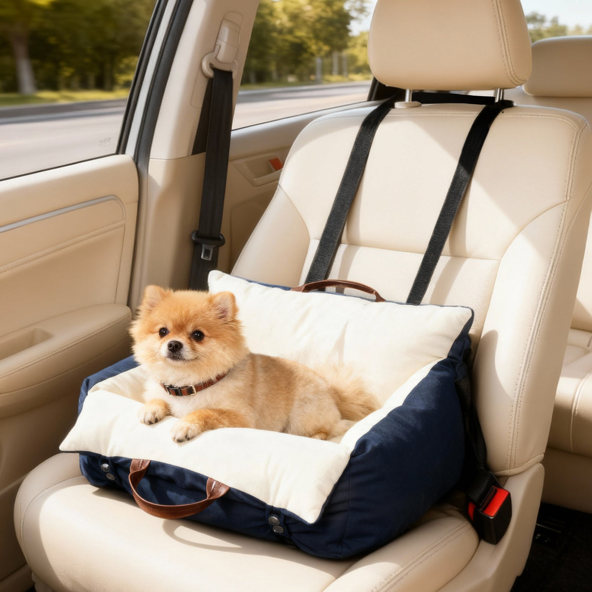 PawHut Small Dog Car Booster Seat – Navy – product view 2