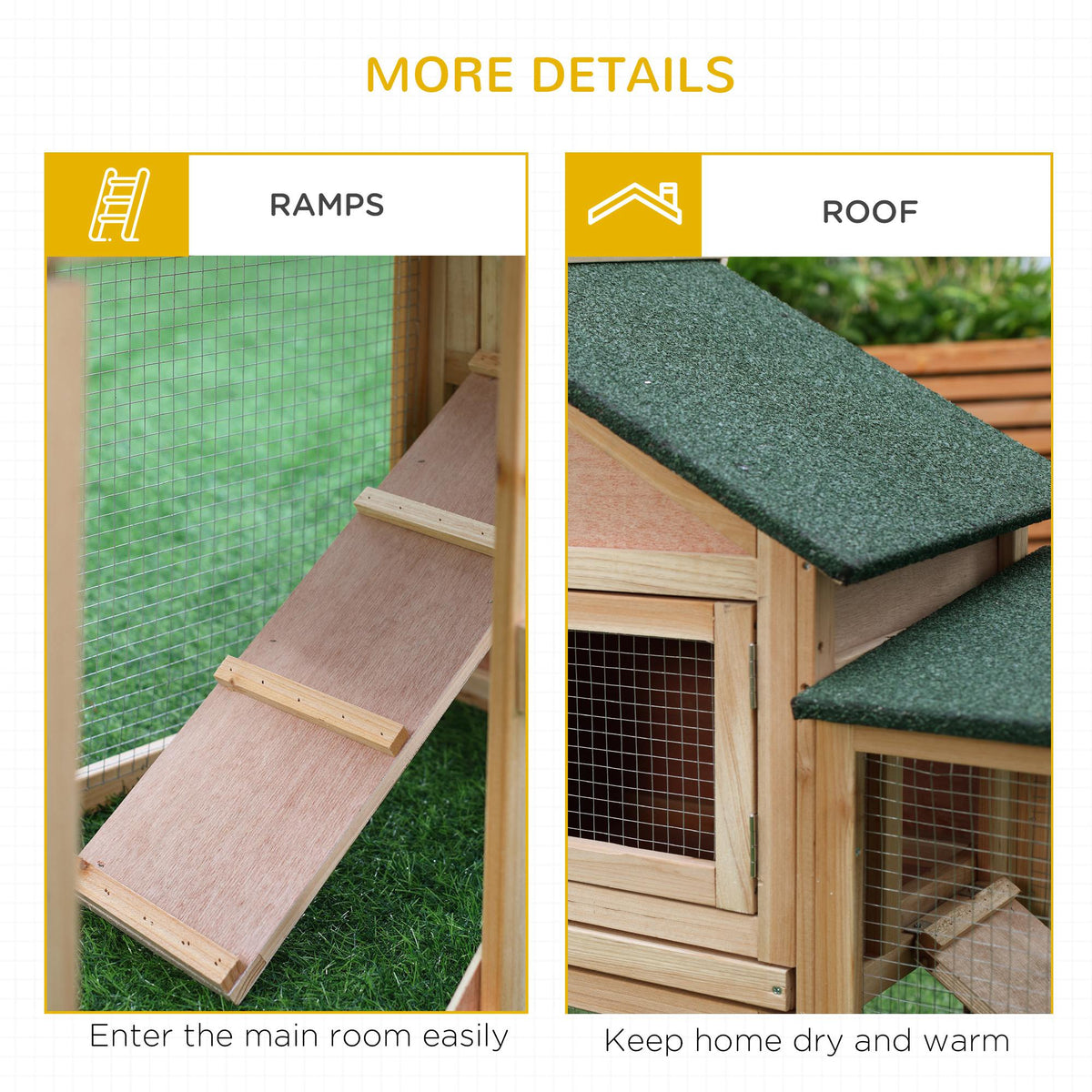 Two-storey wooden rabbit hutch with run – image 2
