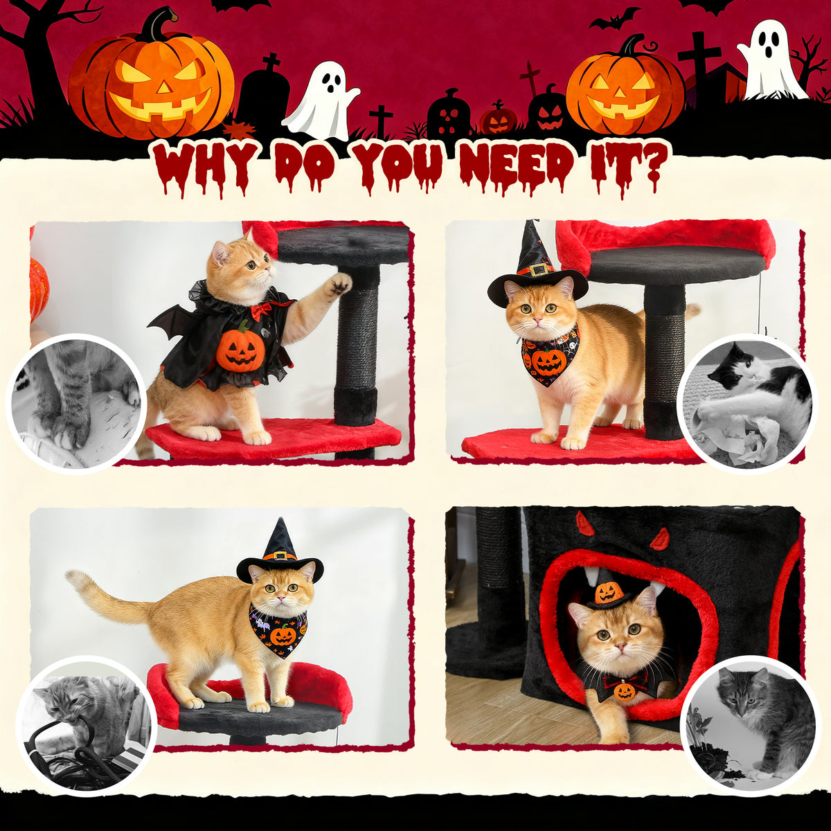 Gothic cat tree with coffin platform – image 2