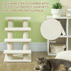 PawHut Four-Step Plush Pet Ladder – Cream, 60cm – product view 4