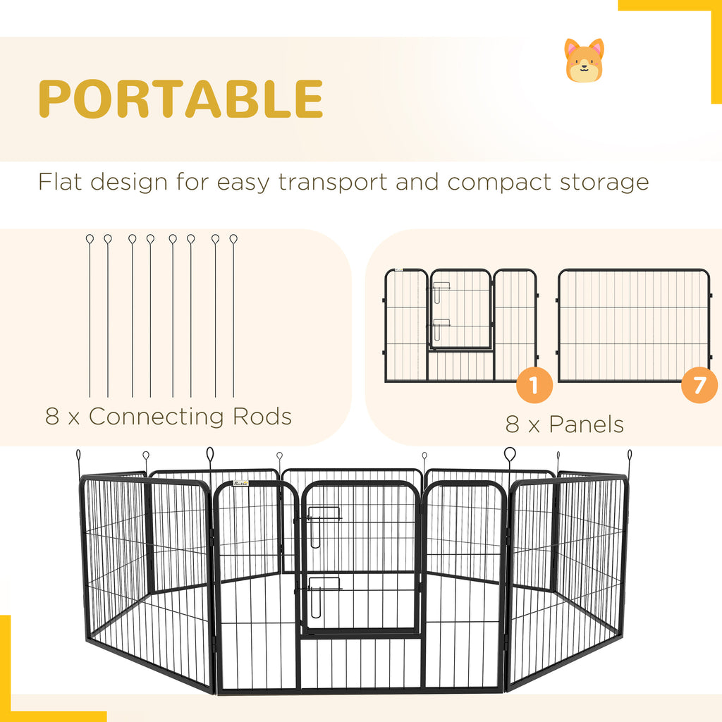 PawHut Eight-Panel Metal Dog Playpen – Grey – product view 5